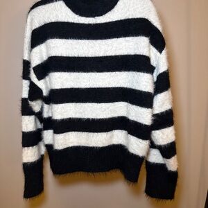 A New Day Black and White Fuzzy Sweater